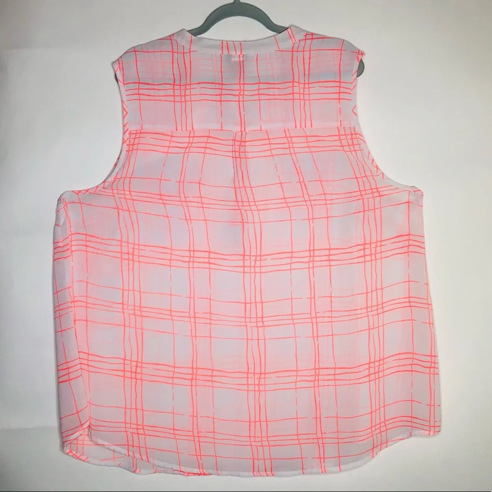 TORRID size 3 sheer grid neon pink plaid tank top - Picture 3 of 9